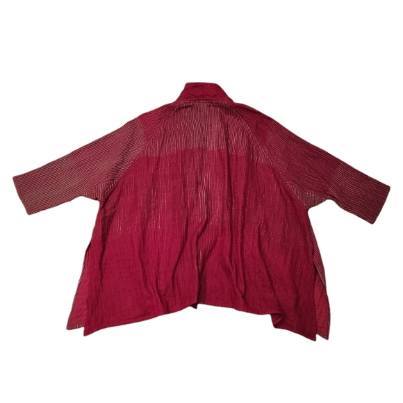 Neeru Kumar Wool Striped Cropped Swing Jacket Coat pockets open S M lagenlook - Picture 9 of 11